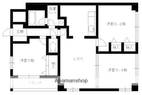 フォルム長岡天神(2LDK/1階)の間取り写真