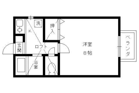 エクセルONE(1K/2階)の間取り写真