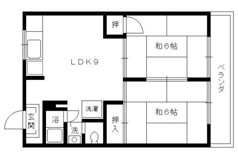 ロイヤルハイツ藤田(2LDK/4階)の間取り写真