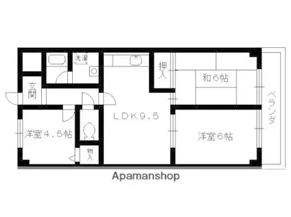 千代田マンション長岡京(2LDK/3階)の間取り写真