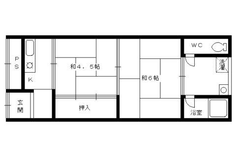 ハイツ長徳(1DK/2階)の間取り写真