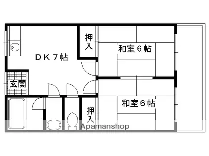 多田ハイツ(2DK/2階)の間取り写真