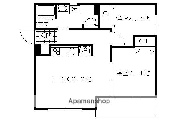 VILLA VISTA DAIGO南棟(2LDK/2階)の間取り写真