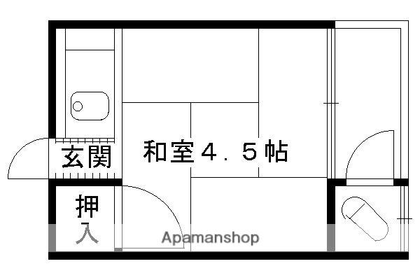 若竹荘(ワンルーム/2階)の間取り写真