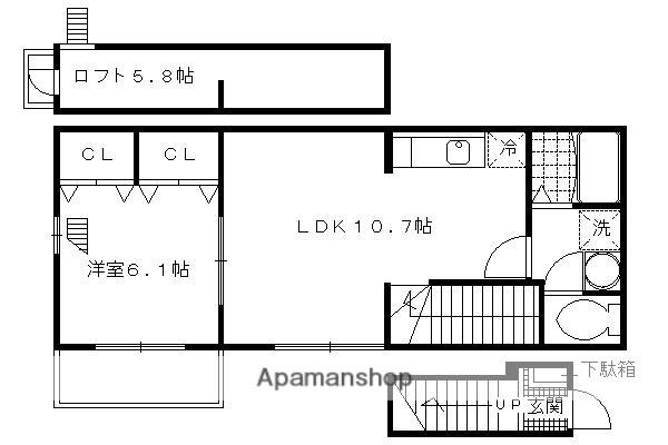 HANA(1LDK/2階)の間取り写真