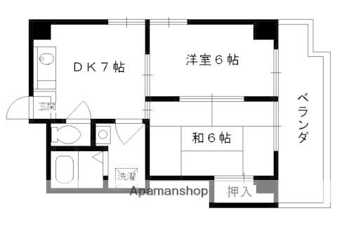 アーバンハイツ伊賀(2DK/4階)の間取り写真