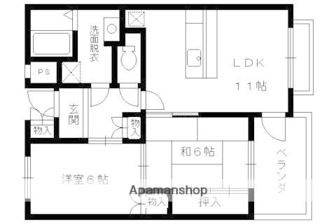 JP京都向島レジデンス(2LDK/1階)の間取り写真