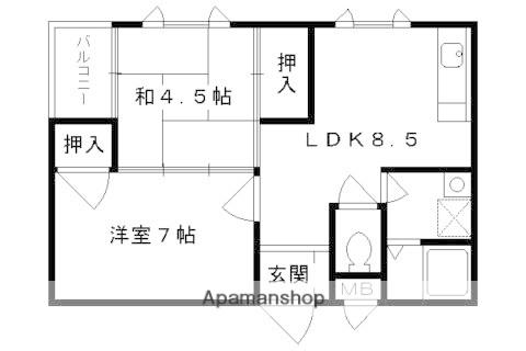 沢町ハイツ(2LDK/3階)の間取り写真