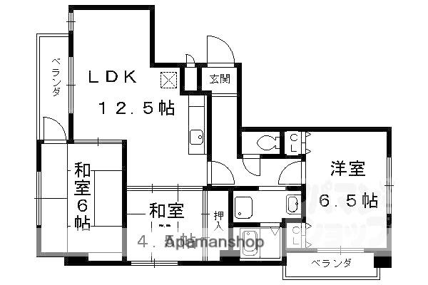 メイプルリーフ桂(3LDK/2階)の間取り写真