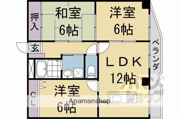 グレーヒル嵐山(3LDK/3階)の間取り写真