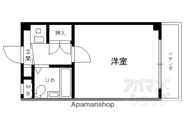未麗西京極(1K/1階)の間取り写真