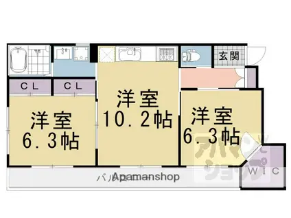 松室中溝町マンション(2LDK/2階)の間取り写真