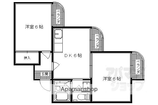 桂浅原町マンション(2DK/2階)の間取り写真