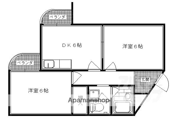 桂浅原町マンション(2DK/1階)の間取り写真