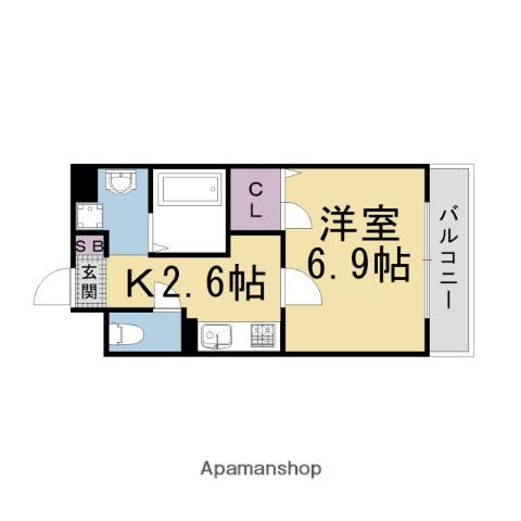コスミオン長岡京(1K/1階)の間取り写真