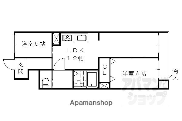 西京極ガーデンハイツ(2LDK/5階)の間取り写真