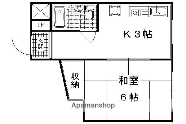 ロイヤルハイツ梅津(1K/4階)の間取り写真