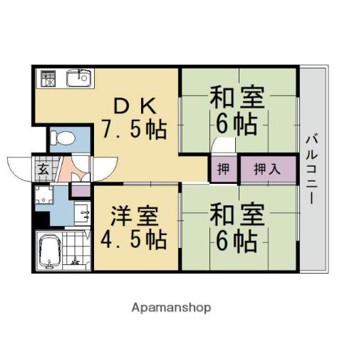 コーポ藤岡(3DK/3階)の間取り写真