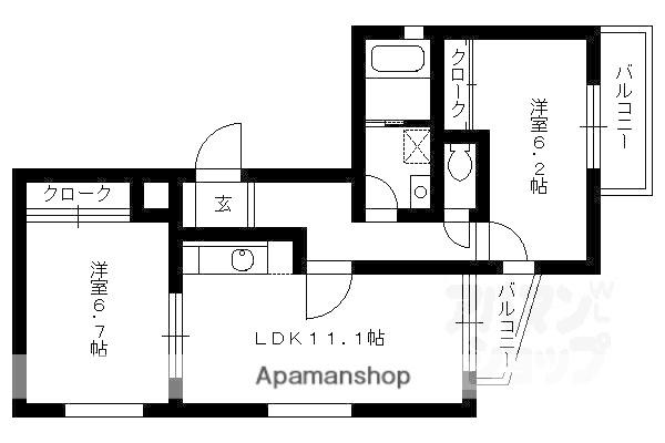 グレースコート山崎(2LDK/3階)の間取り写真