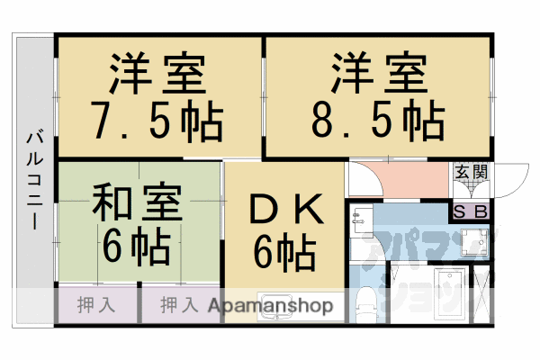 エバーグリーン嵐山(3DK/4階)の間取り写真