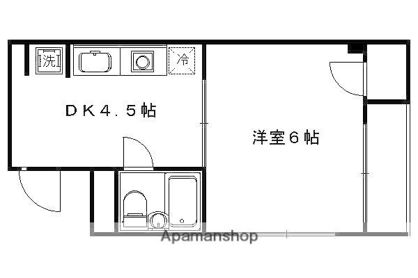 ドゥエル嵯峨の荘(1DK/1階)の間取り写真