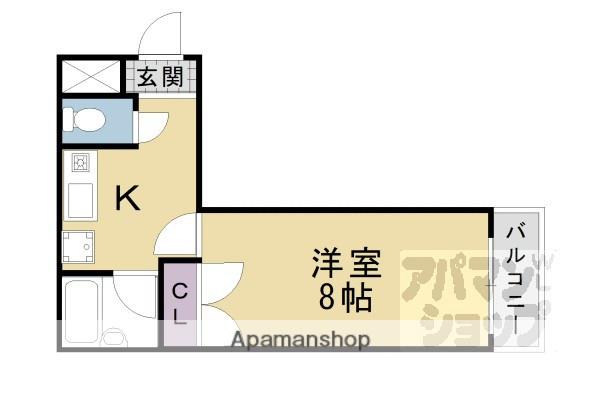セカンドサンイースト桂(1K/3階)の間取り写真