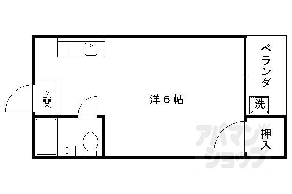 ウエストハウス(ワンルーム/4階)の間取り写真