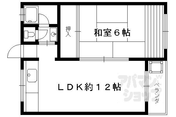 マンション桂風(1LDK/3階)の間取り写真