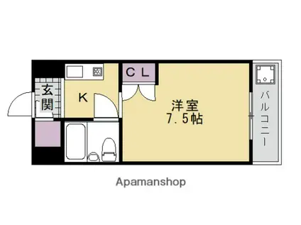 AXIA京都(1K/3階)の間取り写真