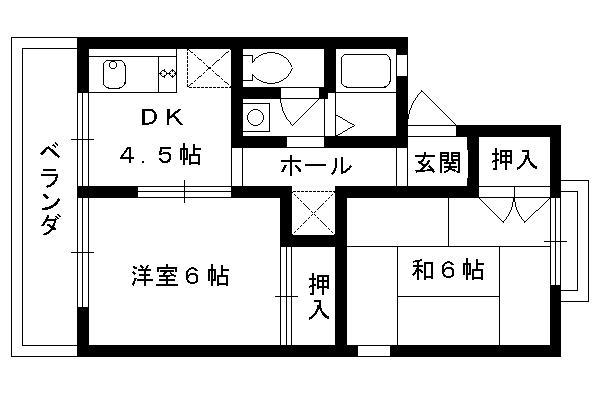 セジュール桂徳(2DK/2階)の間取り写真