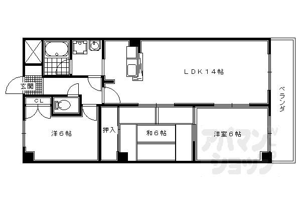 シベール阪急桂(3LDK/2階)の間取り写真