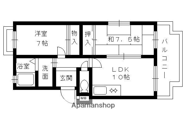 北野マンション(2LDK/2階)の間取り写真