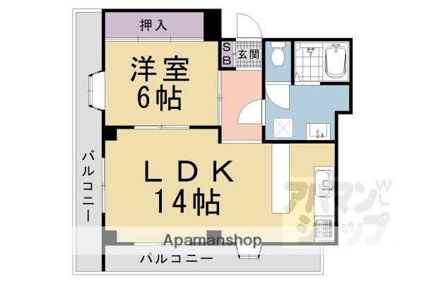 アーバン嵐山IV(1LDK/1階)の間取り写真