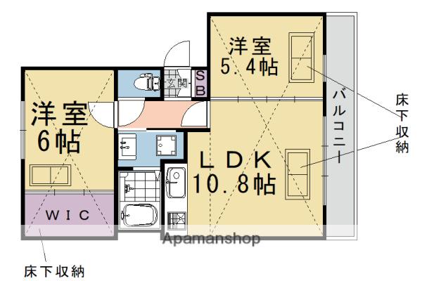 ルネスブリオ(2LDK/3階)の間取り写真