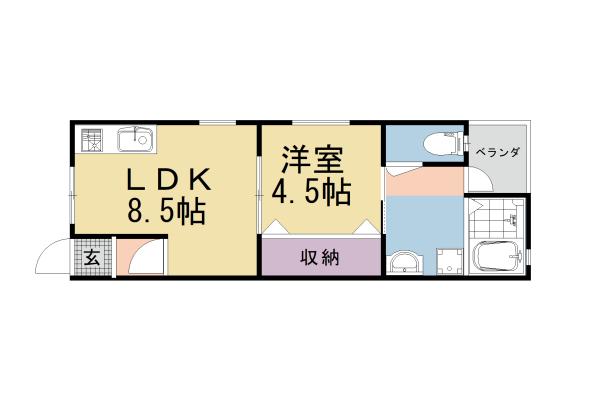 カームネス(1LDK/1階)の間取り写真
