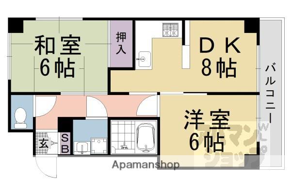 グレースフルヴィラ(2DK/2階)の間取り写真