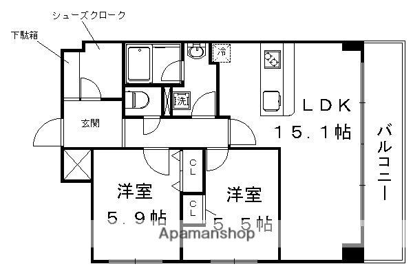 ディアコート葛野三条(2LDK/1階)の間取り写真