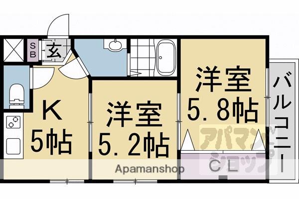 松山サザンクロス(2K/3階)の間取り写真