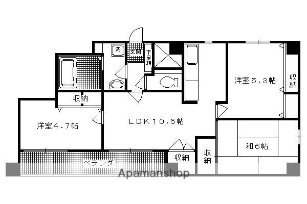 サンクスシティFUKUI(3LDK/3階)の間取り写真