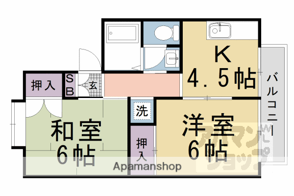 カーサデ池尻A・B(2DK/2階)の間取り写真