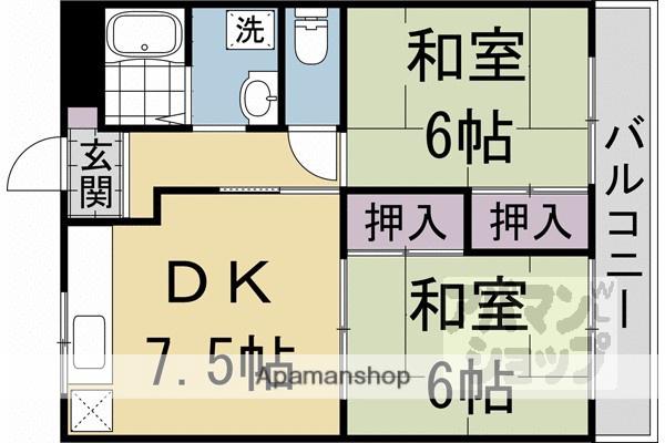 サンフラワー(2DK/2階)の間取り写真