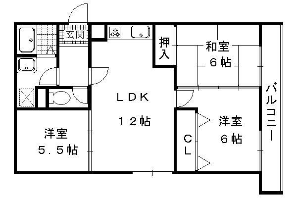 カレント桂(3LDK/2階)の間取り写真