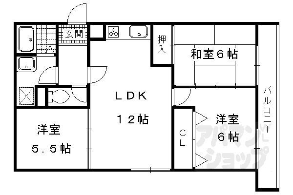 カレント桂(3LDK/5階)の間取り写真