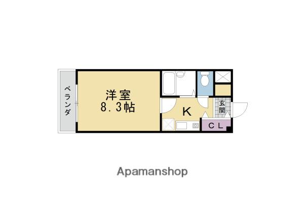 ブランベージュ桂(1K/2階)の間取り写真