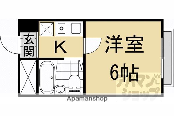 クレセント桂(1K/2階)の間取り写真