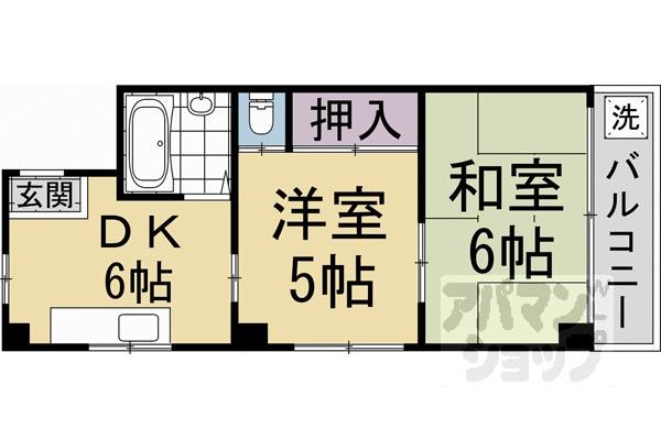 ロイヤルメゾン長岡京(2DK/3階)の間取り写真