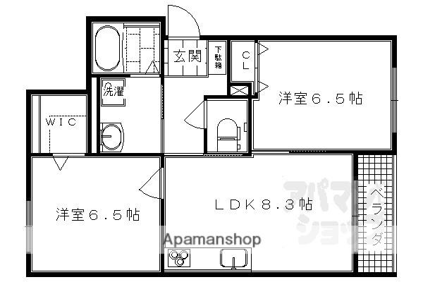 クアトロ妙心寺南(2DK/1階)の間取り写真