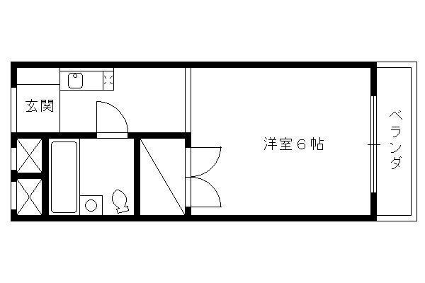 ハイツ藤(1K/2階)の間取り写真