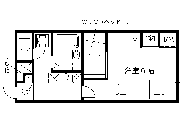 レオパレスヴィレッジ殿城(1K/1階)の間取り写真