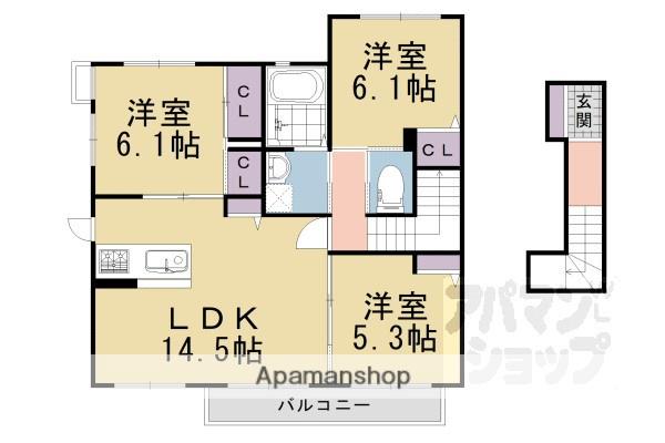 シャーメゾン山崎(3LDK/2階)の間取り写真